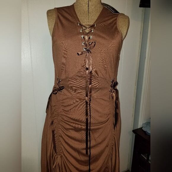 WOMEN'S Steampunk Gothic Victorian Dress, Brown new with original Package - Picture 8 of 16